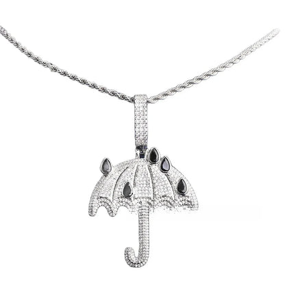 Iced Out "Umbrella" Pendant Necklace | Men's Real Copper CZ Hip Hop Jewelry - CaratixJewelry