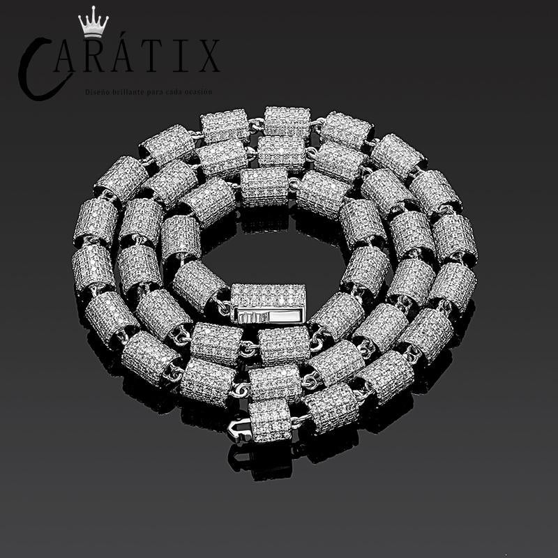 CARÁTIX Bamboo Joint Link Chain Necklace – 3A+ CZ Iced Out Hip Hop Bling Jewelry for Men | Gold & Silver Rapper Gift