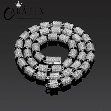 CARÁTIX Bamboo Joint Link Chain Necklace – 3A+ CZ Iced Out Hip Hop Bling Jewelry for Men | Gold & Silver Rapper Gift