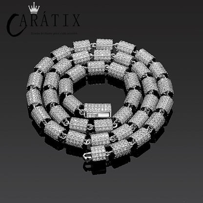 CARÁTIX Bamboo Joint Link Chain Necklace – 3A+ CZ Iced Out Hip Hop Bling Jewelry for Men | Gold & Silver Rapper Gift