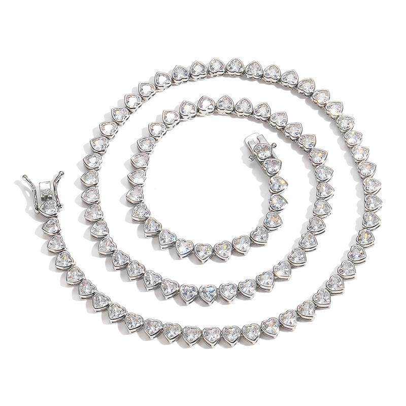 CARÁTIX - Hip Hop Bing Iced Out Heart Shape CZ Stone Tennis Link Chain Chokers Necklaces for Men Women Unisex Lovers Rapper Jewelry Gift Valentine's Day Gift for Men & Girls & Boys Mothers' Day Gift #Springtok
