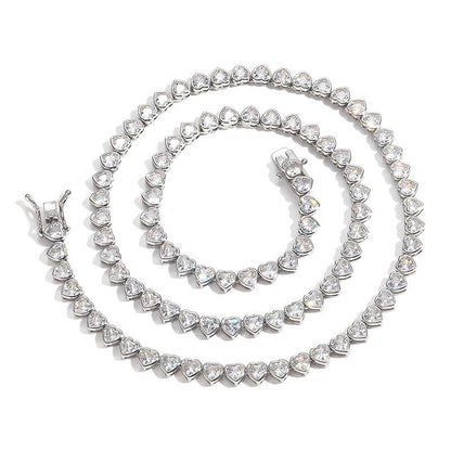 CARÁTIX - Hip Hop Bing Iced Out Heart Shape CZ Stone Tennis Link Chain Chokers Necklaces for Men Women Unisex Lovers Rapper Jewelry Gift Valentine's Day Gift for Men & Girls & Boys Mothers' Day Gift #Springtok