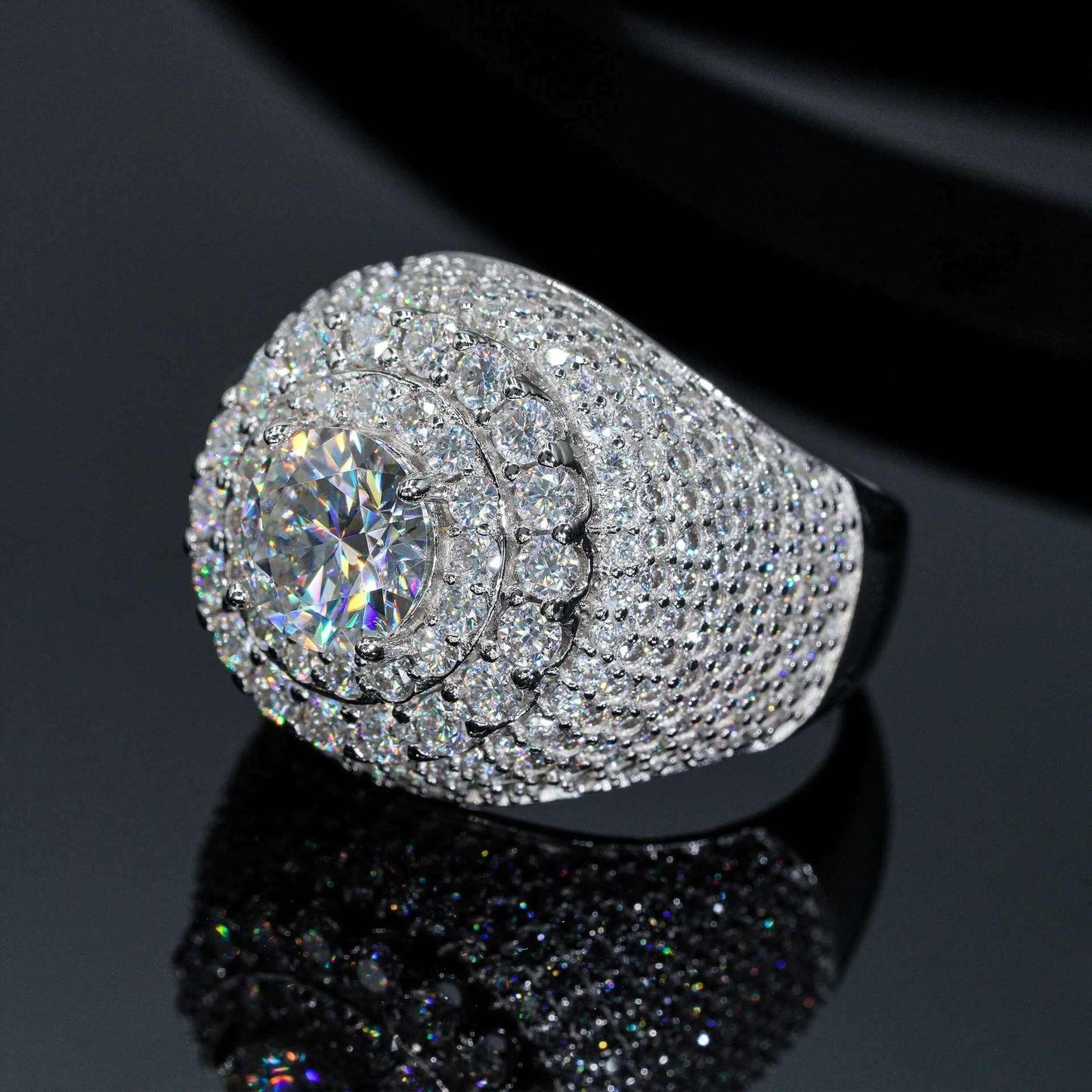 8mm Moissanite Men’s Ring | S925 Silver Full Iced Out Hip Hop Jewelry - CaratixJewelry