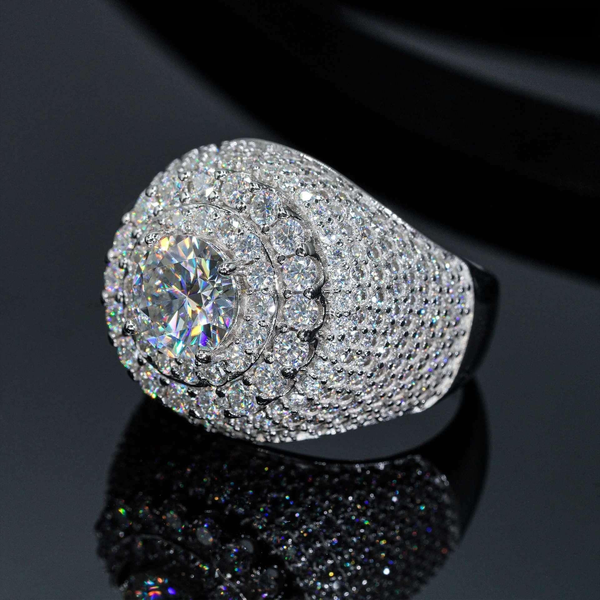 8mm Moissanite Men’s Ring | S925 Silver Full Iced Out Hip Hop Jewelry - CaratixJewelry