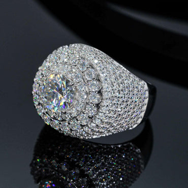 8mm Moissanite Men’s Ring | S925 Silver Full Iced Out Hip Hop Jewelry - CaratixJewelry