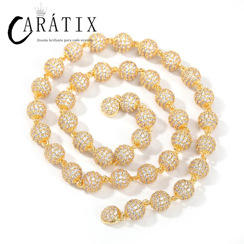 CARÁTIX Beads Link Chain | Micro Paved CZ Iced Out Hip Hop Necklace for Men & Women