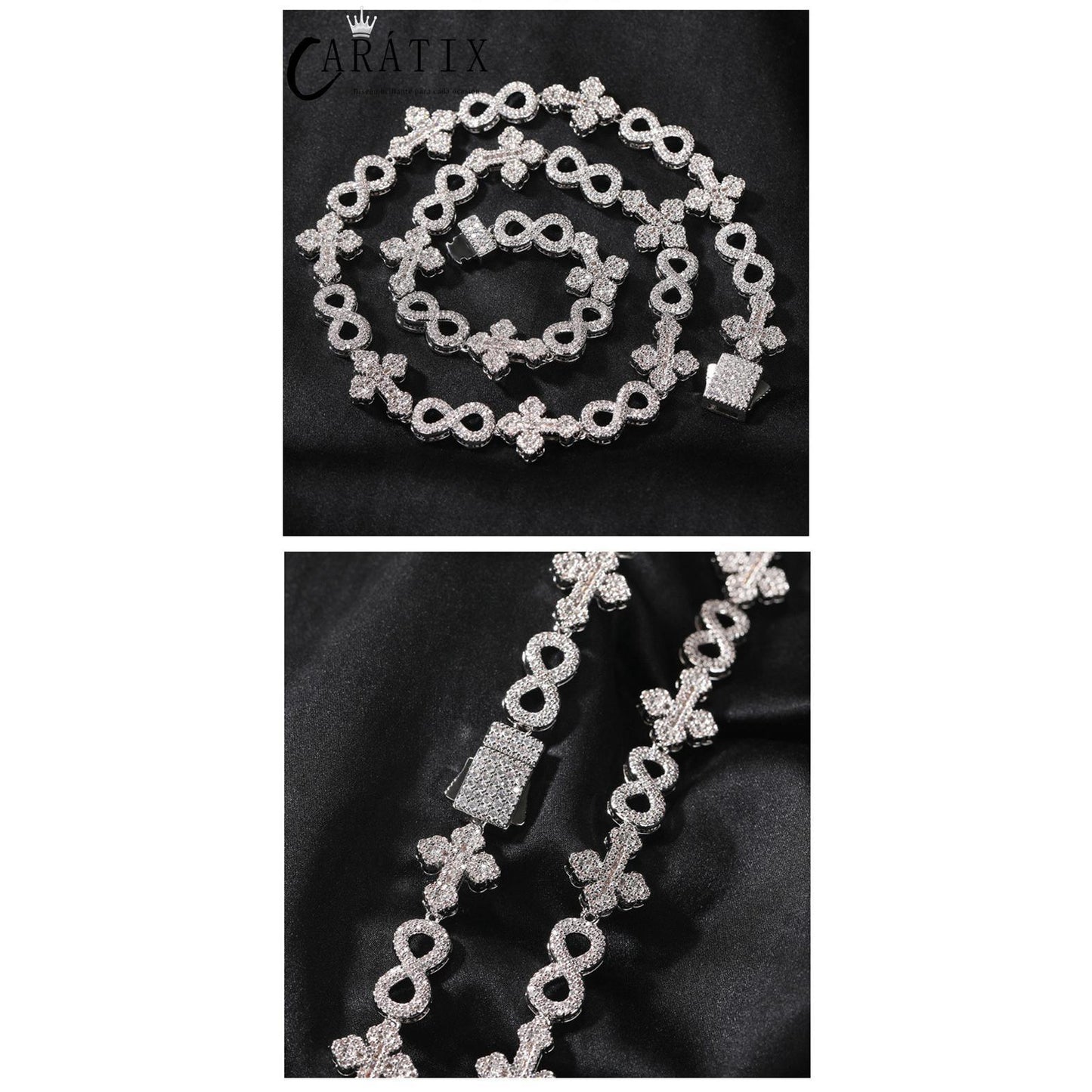 CARÁTIX – Infinity Cross Cuban Link Chain Necklace | 5A+ CZ Bling Iced Hip Hop Jewelry for Men