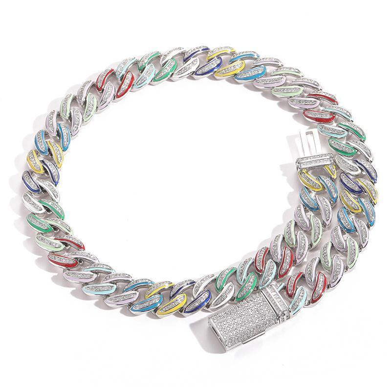 CARÁTIX 15mm Color Drip Cuban Chain | 3A+ CZ Iced Out Hip Hop Necklace for Men - CaratixJewelry