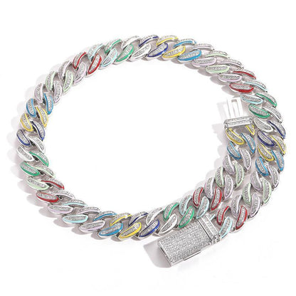 CARÁTIX 15mm Color Drip Cuban Chain | 3A+ CZ Iced Out Hip Hop Necklace for Men - CaratixJewelry