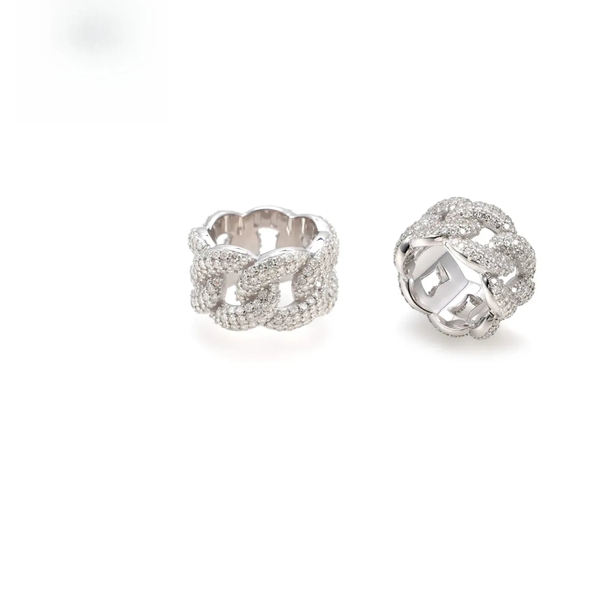 D-Color VVS Moissanite Cuban Link Ring | Unisex Full Iced Out Fashion Jewelry - CaratixJewelry
