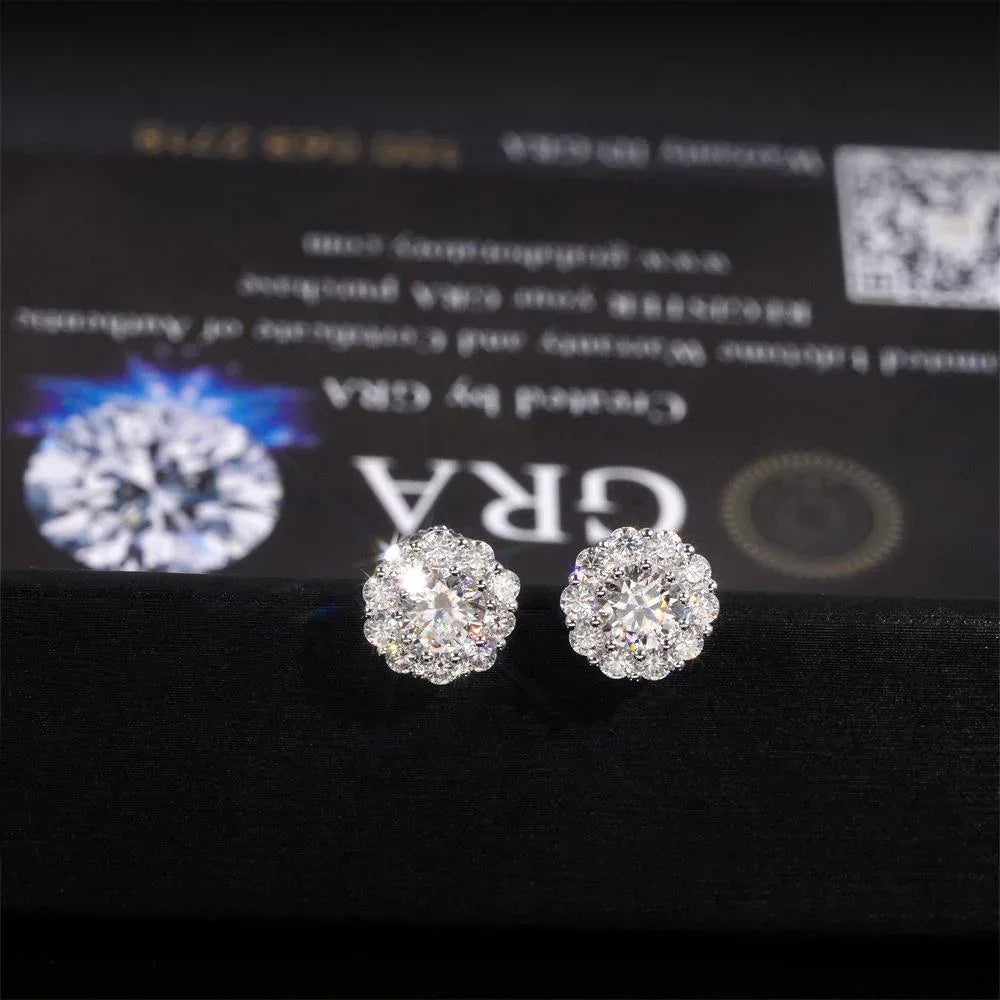 S925 Silver Cross Design Moissanite Hip Hop Hoop Earrings - CaratixJewelry