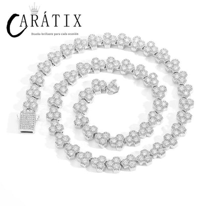 CARÁTIX - Hip Hop 5A+ Cubic Zirconia Paved Bling Iced Out Hive Shape Triangle Link Chain Necklace for Men Rapper Jewelry Golden Silver Color Valentine's Day Gift for Men & Girls & Boys Mothers' Day Gift #Springtok