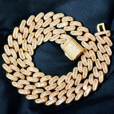 15mm Iced Out Cuban Chain Necklace with Micro-Pave Zircon - CaratixJewelry