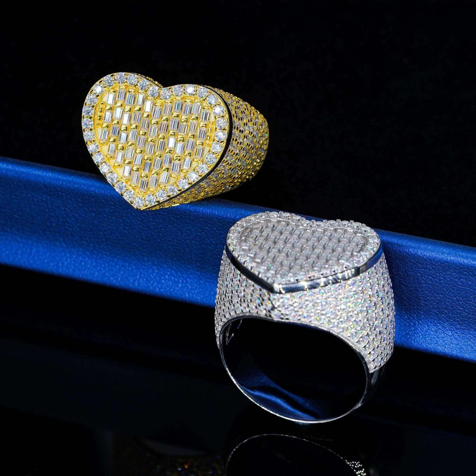 Heart Moissanite Iced Out Ring | S925 Silver Unisex Hip Hop Fashion Jewelry - CaratixJewelry