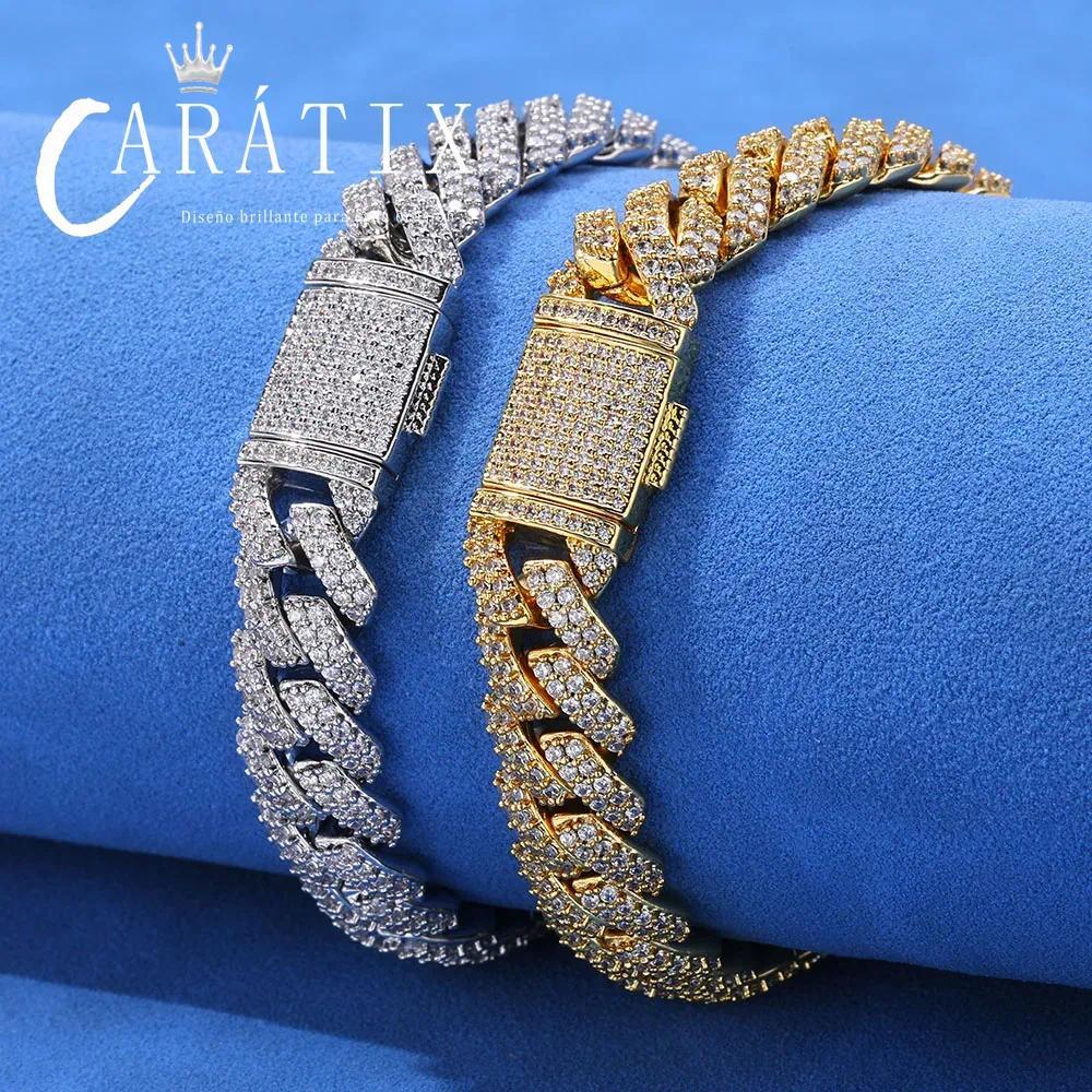CARÁTIX 10mm Cuban Link Necklace & Bracelet Set – CZ Iced Out Hip Hop Jewelry for Men & Women | Brass Electroplated Gift