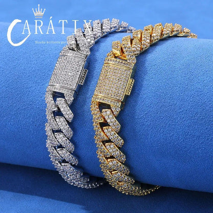CARÁTIX 10mm Cuban Link Necklace & Bracelet Set – CZ Iced Out Hip Hop Jewelry for Men & Women | Brass Electroplated Gift