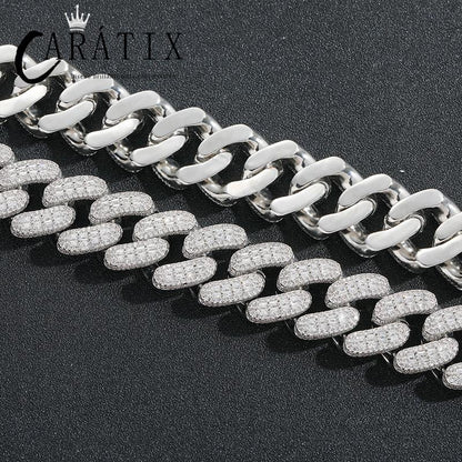 CARÁTIX 20mm Full CZ Cuban Chain Set | 5A+ Iced Out Hip Hop Necklace & Bracelet for Men