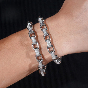 8mm Figure-Eight Cuban Link Bracelet S925 Silver | Moissanite Hip Hop Style - CaratixJewelry