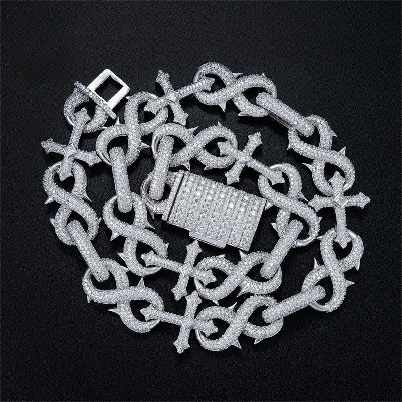 16mm Moissanite Figure-Eight Cuban Link | S925 Silver Men’s Iced Out Chain - CaratixJewelry