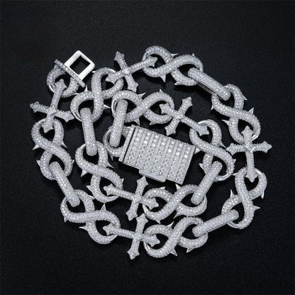 16mm Moissanite Figure-Eight Cuban Link | S925 Silver Men’s Iced Out Chain - CaratixJewelry