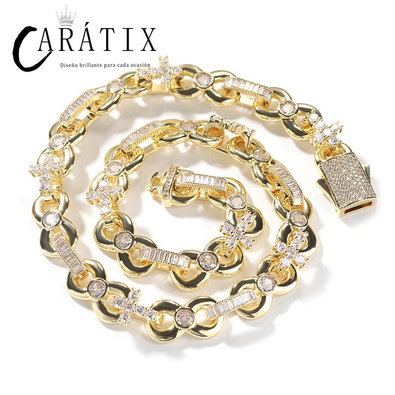 CARÁTIX Infinity Cross 8-Shape Link Chain Choker Necklace – Iced Out CZ Hip Hop Jewelry for Men & Women