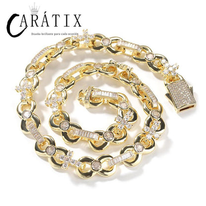 CARÁTIX Infinity Cross 8-Shape Link Chain Choker Necklace – Iced Out CZ Hip Hop Jewelry for Men & Women
