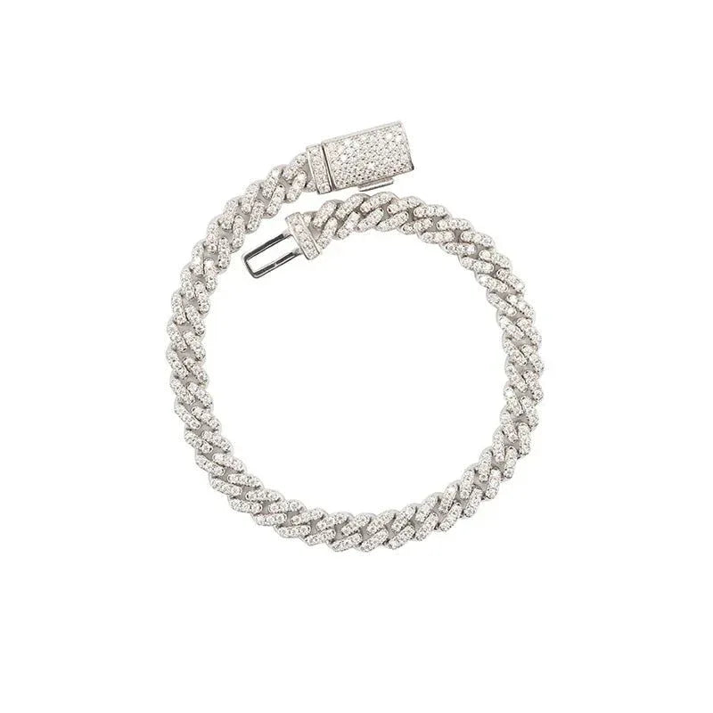 6mm Moissanite Cuban Link Bracelet/Necklace – S925 Sterling Silver -Cut Hip Hop Men’s Streetwear Jewelry - CaratixJewelry