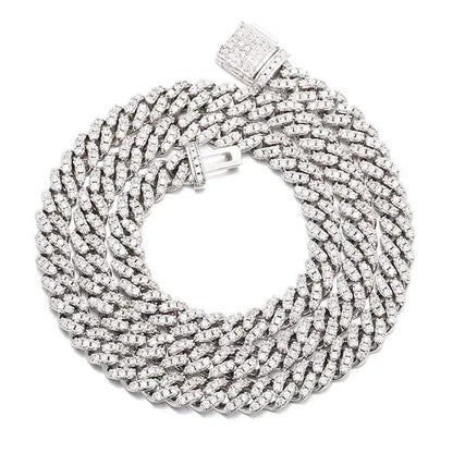 6mm Moissanite Cuban Link Chain – S925 Sterling Silver High-Quality Iced-Out Hip Hop Streetwear Necklace - CaratixJewelry