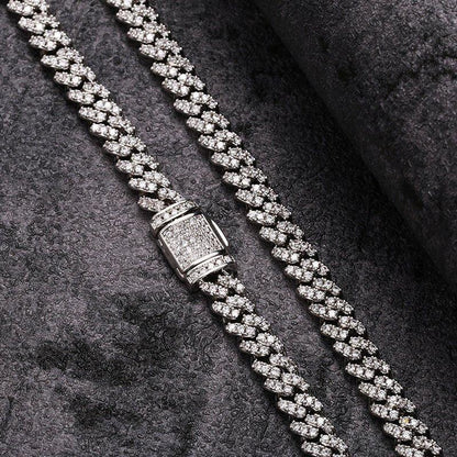 6mm Moissanite Cuban Link Chain – S925 Sterling Silver High-Quality Iced-Out Hip Hop Streetwear Necklace - CaratixJewelry