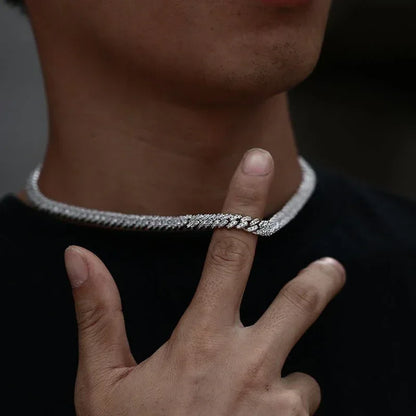 6mm Moissanite Cuban Link Chain – S925 Sterling Silver High-Quality Iced-Out Hip Hop Streetwear Necklace - CaratixJewelry