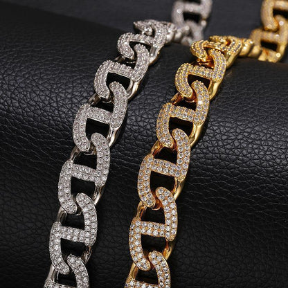 CARÁTIX 13mm Geometric Box Lock Chain | 5A+ CZ Iced Out Hip Hop Cuban Necklace for Men - CaratixJewelry