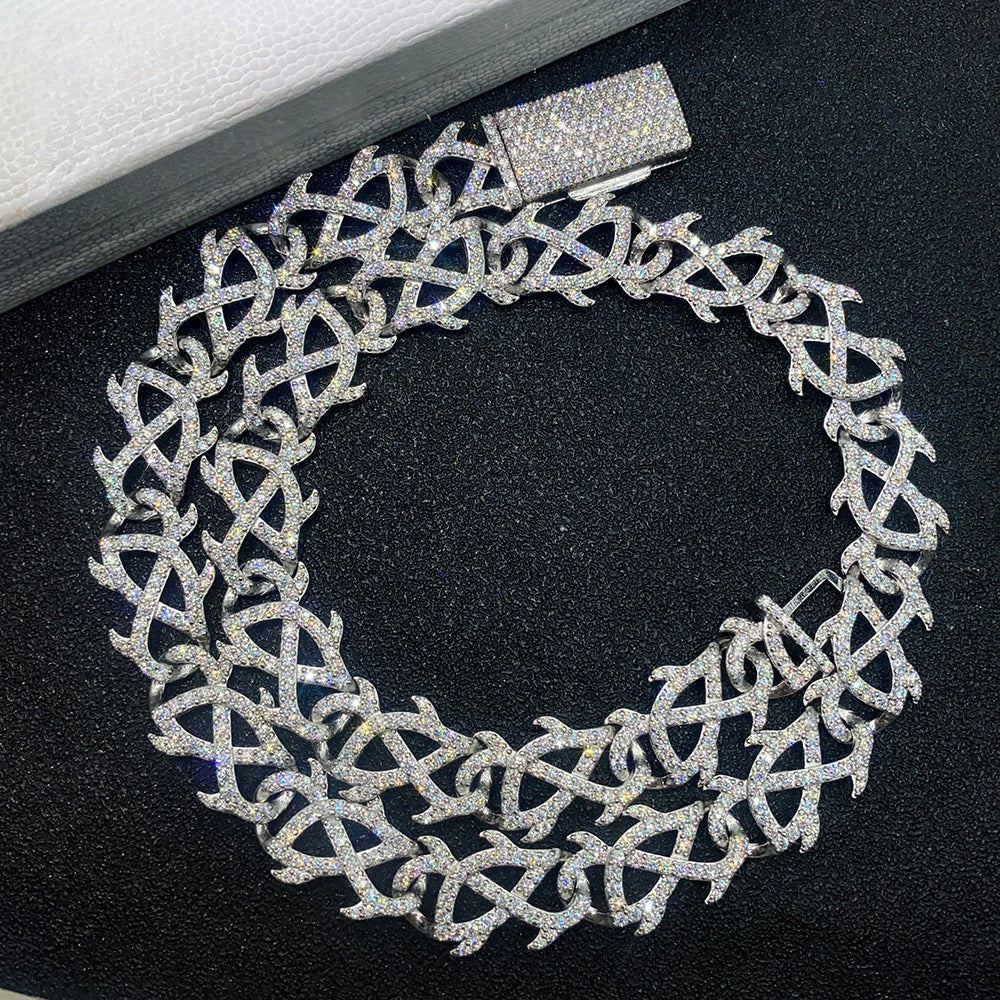 15mm S925 Sterling Silver Moissanite Cuban Link Chain | Heavyweight Iced Out Necklace | Caratix