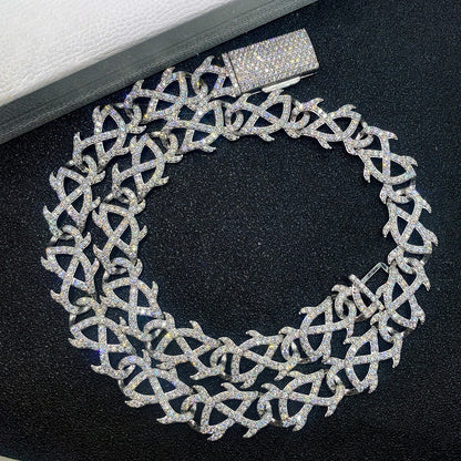 15mm S925 Sterling Silver Moissanite Cuban Link Chain | Heavyweight Iced Out Necklace | Caratix