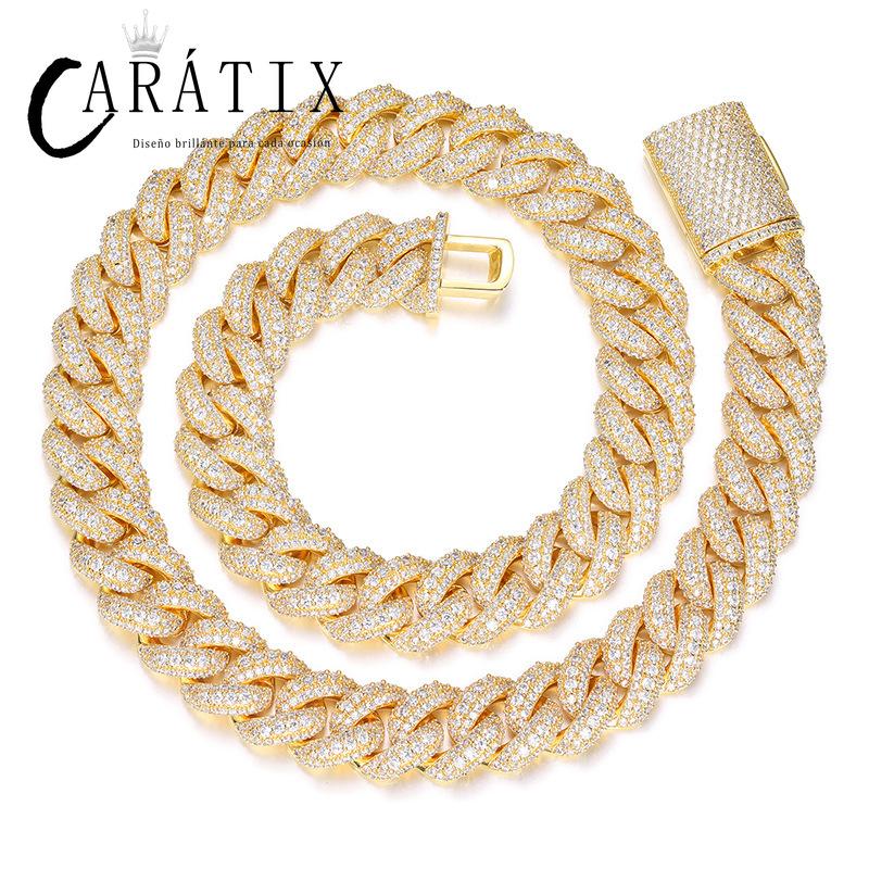CARÁTIX 15mm Bubble Cuban Link Chain Necklace – 5A+ CZ Iced Out Hip Hop Bling Jewelry for Men | Solid Rapper Gift