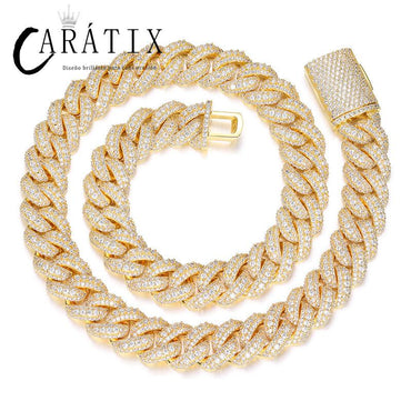 CARÁTIX 15mm Bubble Cuban Link Chain Necklace – 5A+ CZ Iced Out Hip Hop Bling Jewelry for Men | Solid Rapper Gift