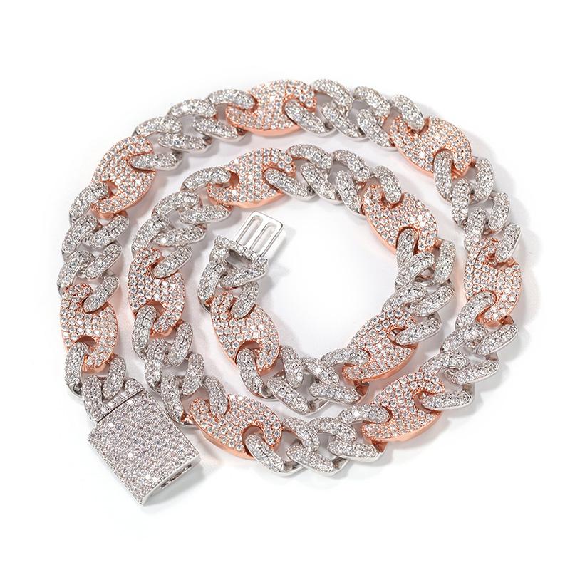 CARÁTIX Coffee Bean Cuban Link Chain Necklace – AAA CZ Iced Out Hip Hop Bling Jewelry for Men | Micro Paved Rapper Gift