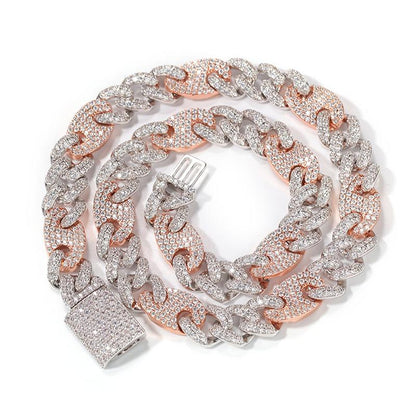 CARÁTIX Coffee Bean Cuban Link Chain Necklace – AAA CZ Iced Out Hip Hop Bling Jewelry for Men | Micro Paved Rapper Gift