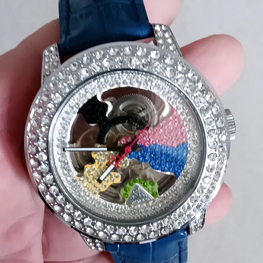 Luxury Mechanical Iced Out Watch Big Face Leather | Caratix