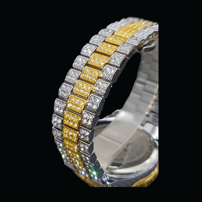 Arabic Numerals Date Iced Out Diamond Watch – Luxury Hip Hop Timepiece