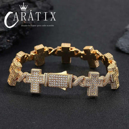 CARÁTIX -  Fashion   Gold Silver Plated Brass Zircon  Cross Cuban link chain CZ Necklace For Men Women Valentine's Day Gift for Men & Girls & Boys Mothers' Day Gift #Springtok