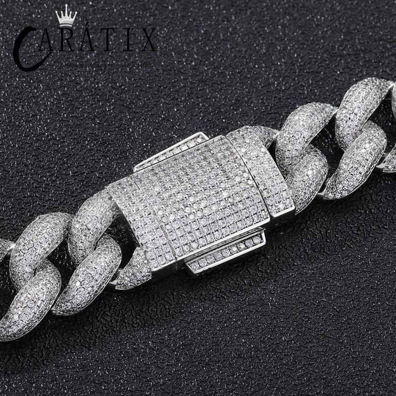 CARÁTIX Iced Out Round CZ Cuban Miami Link Chain Necklace – Hip Hop Jewelry in Gold & Silver for Men & Women