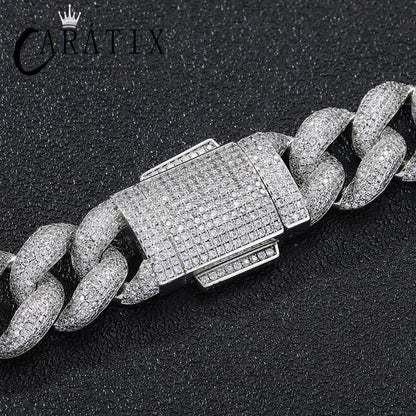 CARÁTIX Iced Out Round CZ Cuban Miami Link Chain Necklace – Hip Hop Jewelry in Gold & Silver for Men & Women