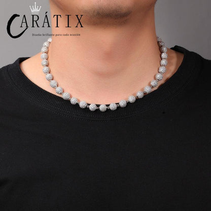CARÁTIX Beads Link Chain | Micro Paved CZ Iced Out Hip Hop Necklace for Men & Women