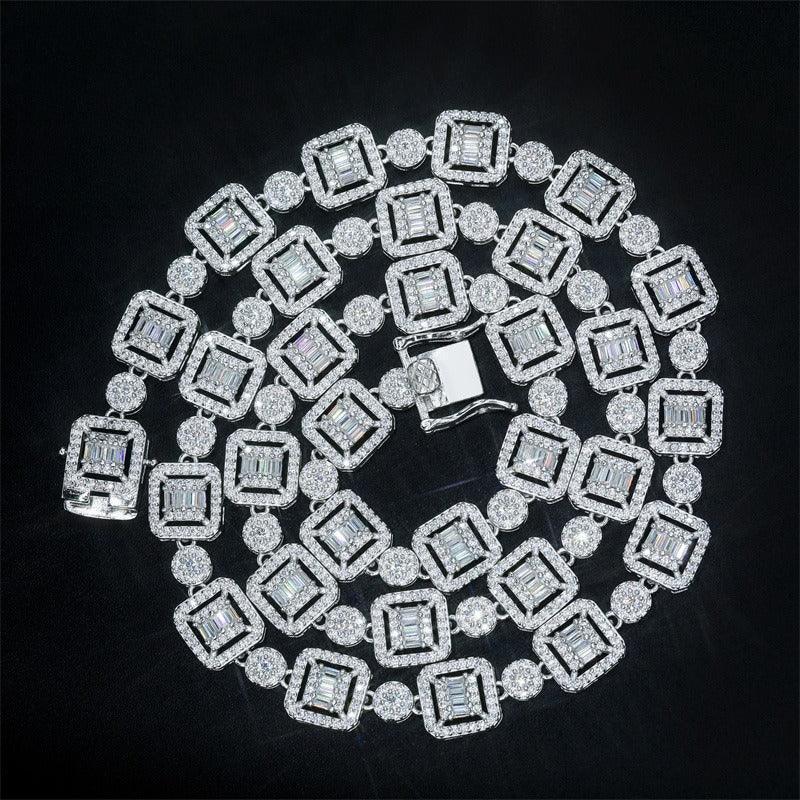 9.5mm Moissanite Step-Cut Cuban Link Necklace | S925 Silver Men’s Hip Hop Chain - CaratixJewelry