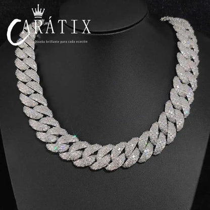 CARÁTIX 24mm 4 Row Cuban Link Chain Necklace – CZ Prong Iced Out Thick Brass Hip Hop Bling Jewelry for Men | Gift