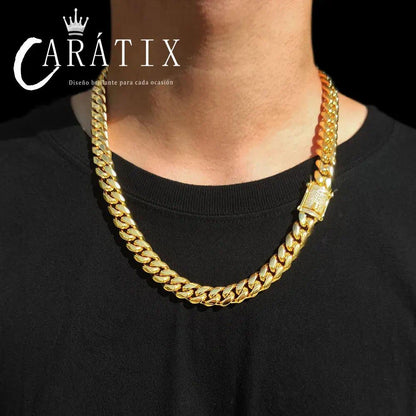 CARÁTIX – 12mm Miami Cuban Curb Link Chain Necklace | 316L Stainless Steel Trendy Jewelry for Men & Women