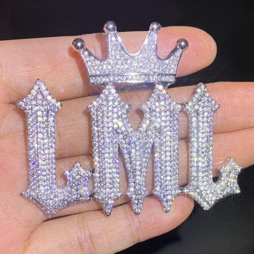 Spiked Iced Out Letter Pendant | Hip Hop DIY CZ Initial Necklace Jewelry - CaratixJewelry