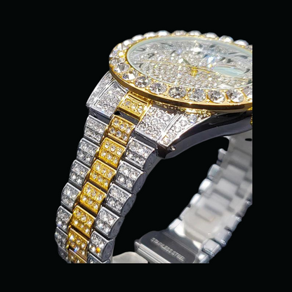 Arabic Numerals Date Iced Out Diamond Watch – Luxury Hip Hop Timepiece