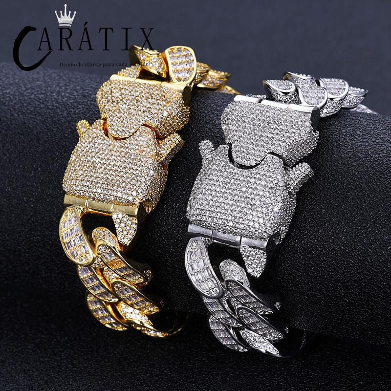 CARÁTIX 18mm Cuban Miami Chain | 5A+ CZ Iced Out Solid Round Hip Hop Necklace for Men