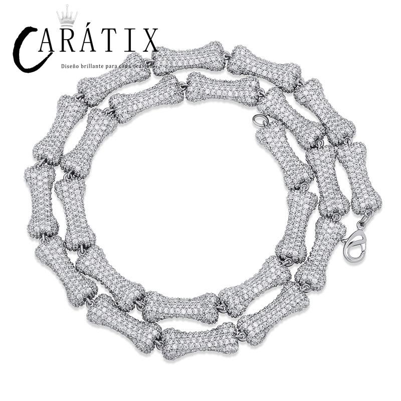 CARÁTIX Bone Link Chain | Full AAA CZ Iced Out Hip Hop Necklace for Men & Women